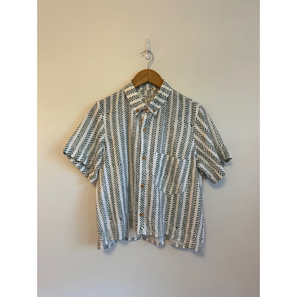 NWT Emerson Fry India Collection Linen Blend Vine Block Print Shirt | One Size
